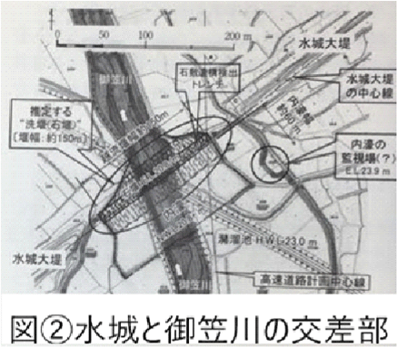 図②水城と御笠川の考査部