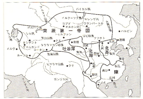 南北朝の頃の吐谷渾の地図