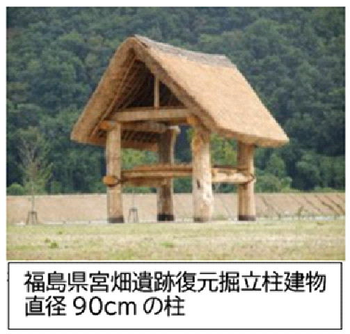 福島県宮畑遺跡復元堀立柱建物直径90cmの柱