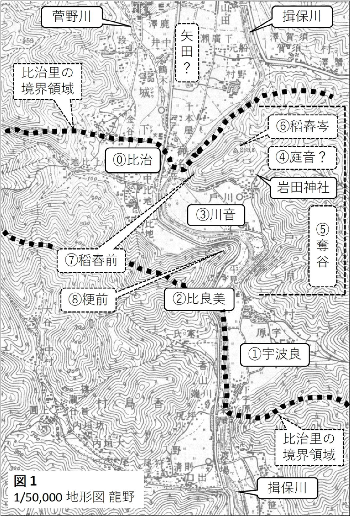 図１ 1/50,000地形図 龍野