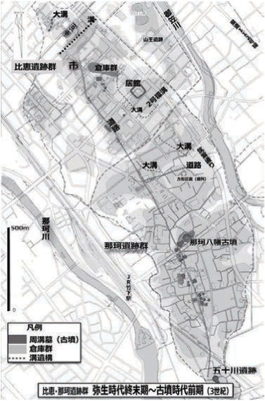 図 1　比恵・那珂遺跡全体図　3世紀（大阪市博物館協会）