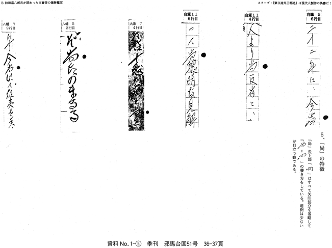 「５、『尚」の特徴」〈資料No.1-⑤、季刊邪馬台国51号、P36・P37〉 和田家文書「偽作」説に対する徹底的批判 筆跡学から「偽鑑定」を正す 古田武彦