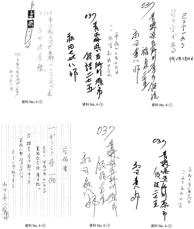 和田喜八郎氏筆跡（資料No.4-①〜⑥）和田家文書「偽作」説に対する徹底的批判＜補（追補）＞ 筆跡学から「偽鑑定」を正す 古田武彦